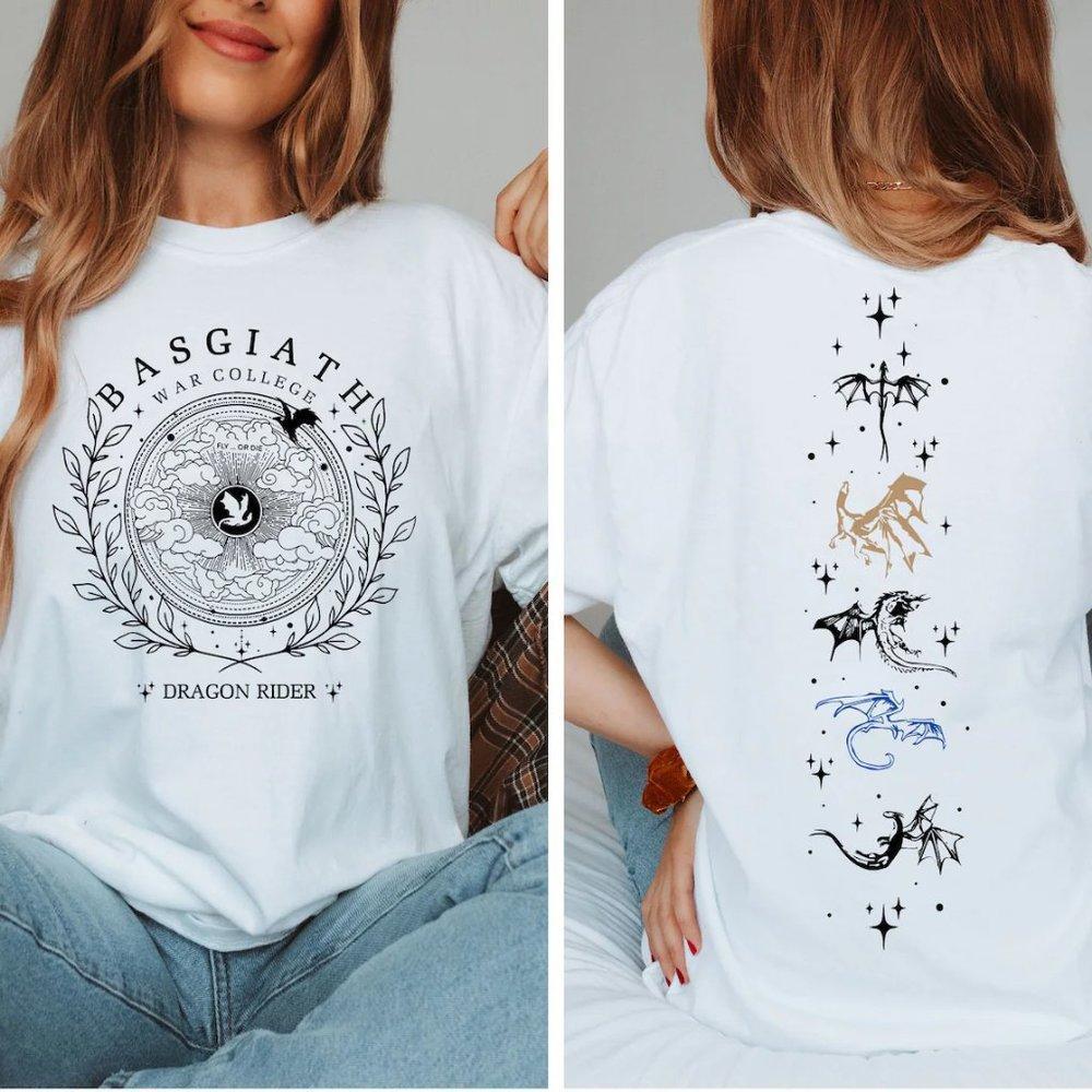 Basgiath War College Double Sided Shirt, Fourth Wing Dragon Rider 2 Sided Tee